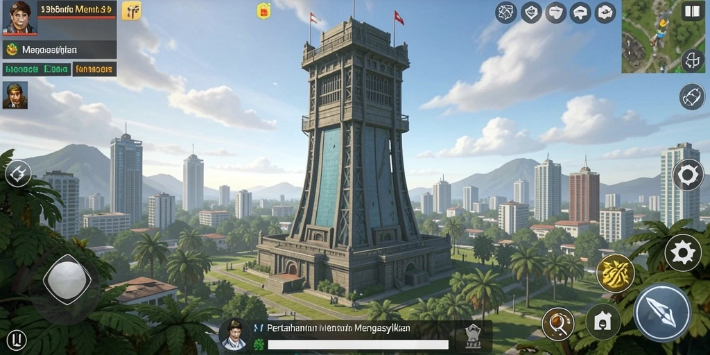 Tangkapan layar gameplay menampilkan aksi menara pertahanan yang menegangkan.