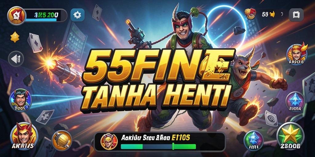 Screenshot utama 55FIVE menampilkan aksi pertempuran yang intens dan seru.
