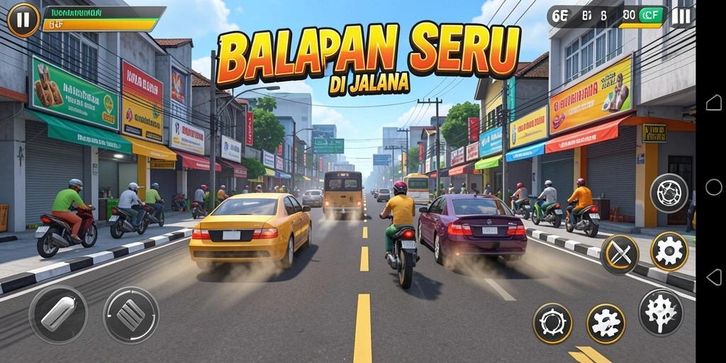 Gambaran gameplay Racing yang seru dan kompetitif di 6CF.