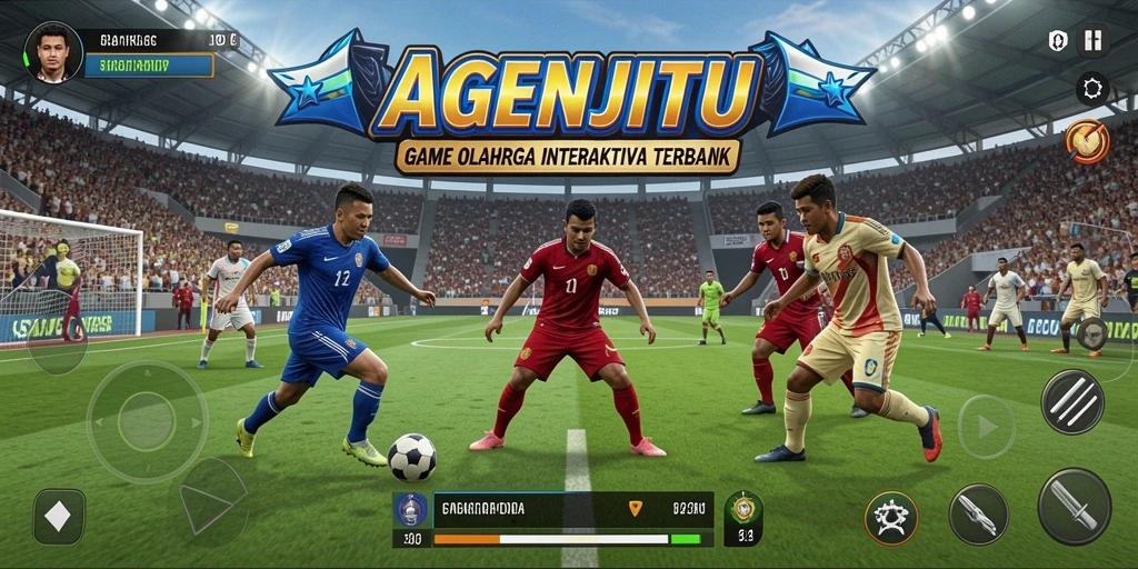 Screenshot utama AGENJITU menampilkan aksi seru dalam permainan olahraga.