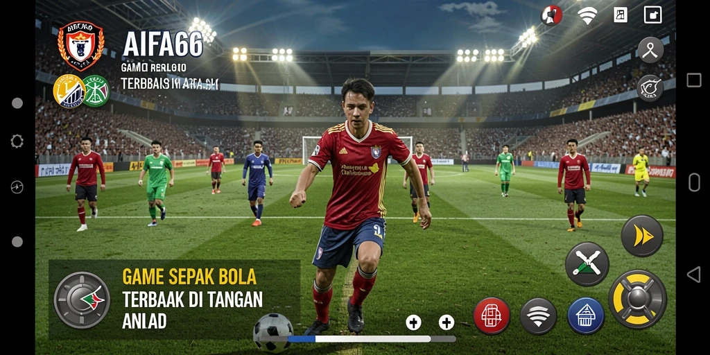 Tangkapan layar dari gameplay AIFA66 yang menampilkan aksi seru di lapangan.