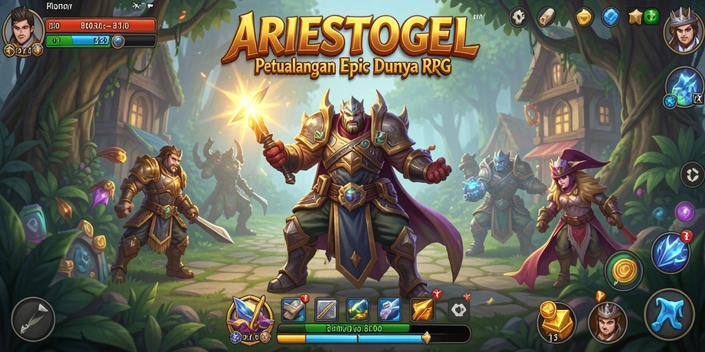 Tampilan gameplay ARIESTOGEL dengan karakter dan pertarungan yang menarik.