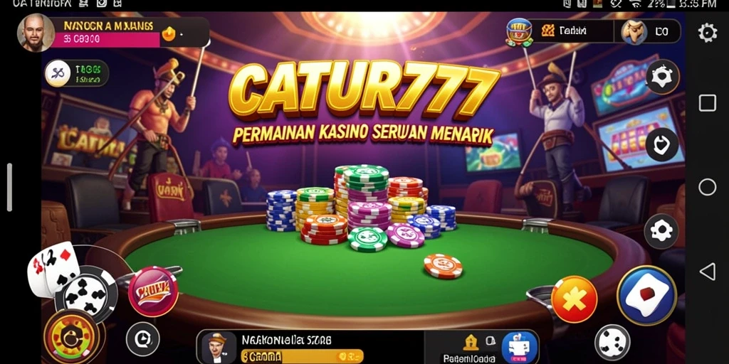 Screenshot CATUR777 menampilkan gameplay Kasino yang mendebarkan dan penuh aksi.