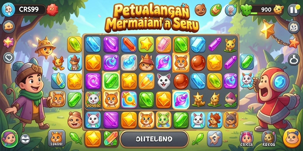 Tampilan permainan CRS99 Match-3 yang penuh warna dan menantang.