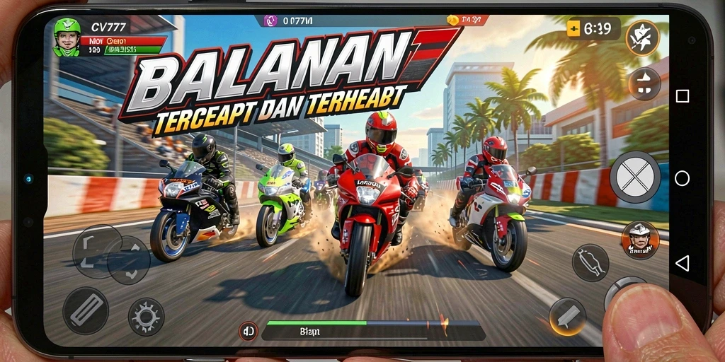 Gameplay CV777 menampilkan balapan motor yang seru dan mendebarkan.