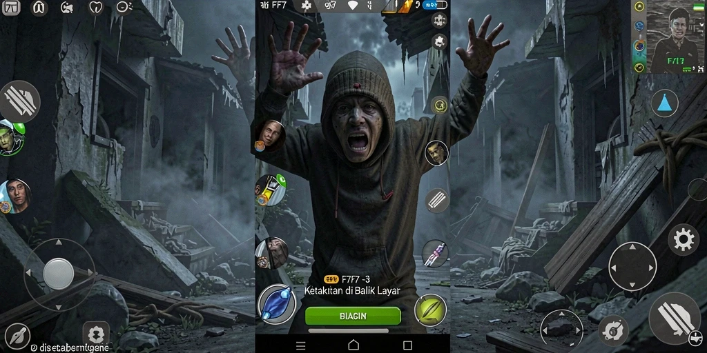 Tangkapan layar gameplay menyeramkan di F7F7.