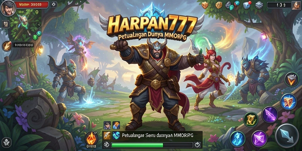 Screenshot gameplay HARAPAN777 yang menampilkan pertempuran epik dalam MMORPG.
