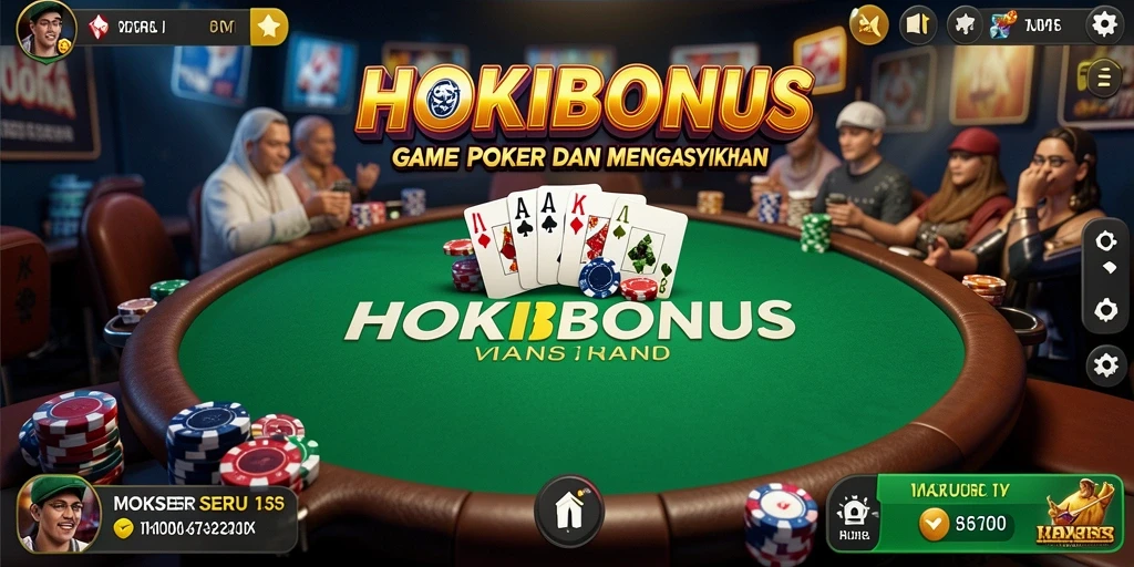 Gameplay HOKIBONUS menampilkan suasana Poker yang kompetitif dan seru.