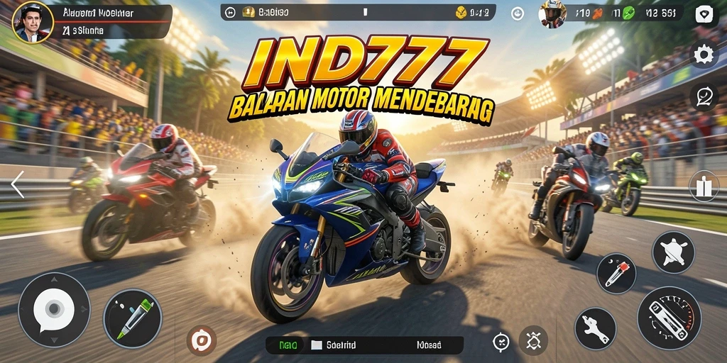 Gameplay seru balap motor dengan trek yang menantang.