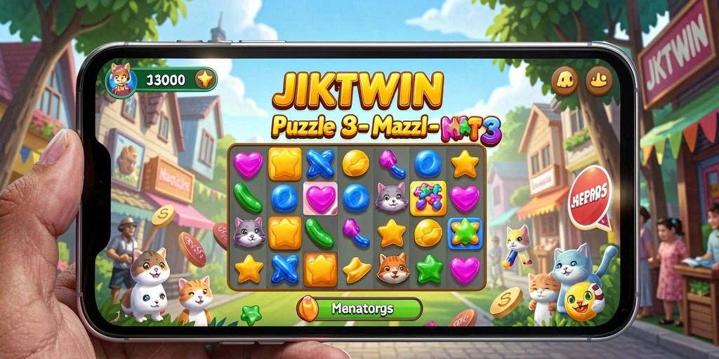 Tampilan gameplay seru dalam JKTWIN dengan tantangan Match-3.