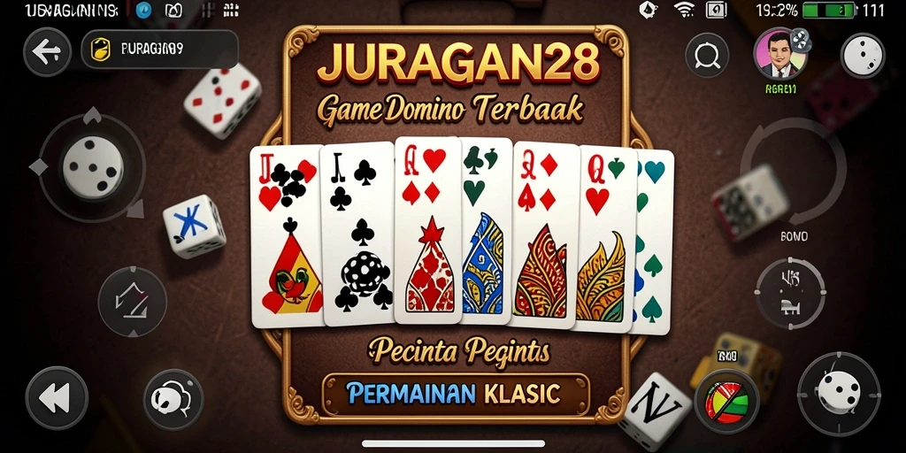 Screenshot utama JURAGAN28 menampilkan aksi seru permainan Domino.