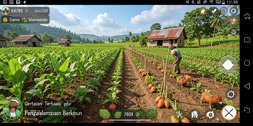 Tampilan gameplay KA789 yang menampilkan berbagai aktivitas pertanian.