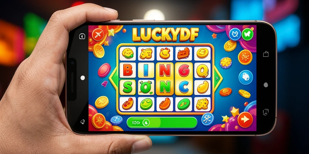 Tampilan gameplay menarik dari LUCKYDF dengan suasana Bingo yang seru.