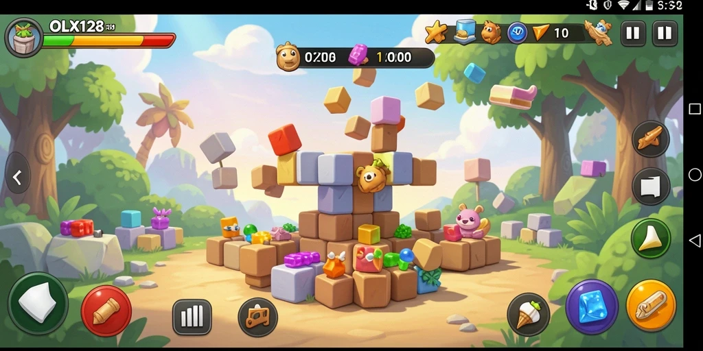Tangkapan layar utama OLX128 menampilkan gameplay Puzzle yang menarik.