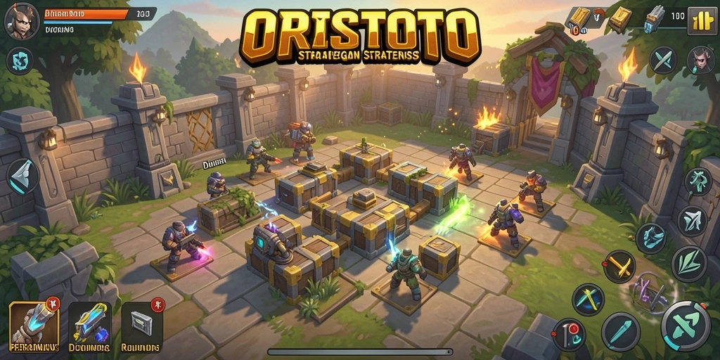 Tampilan gameplay <strong>ORISTOTO</strong> yang mendebarkan dalam pertempuran Tower Defense.