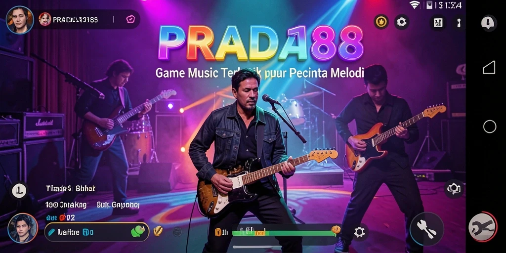 Screenshot gameplay PRADA188 menunjukkan interaksi seru dengan musik.