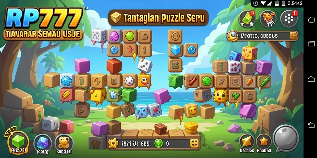 Tampilan gameplay RP777 dengan berbagai teka-teki menarik.