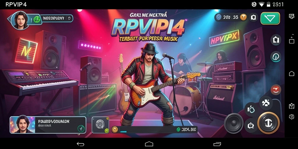 Screenshot RPVIP4 menunjukkan pemain menikmati gameplay musik yang seru.