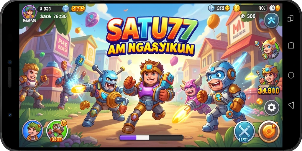 Screenshot SATU77 menampilkan gameplay Arcade yang seru dan berwarna-warni.