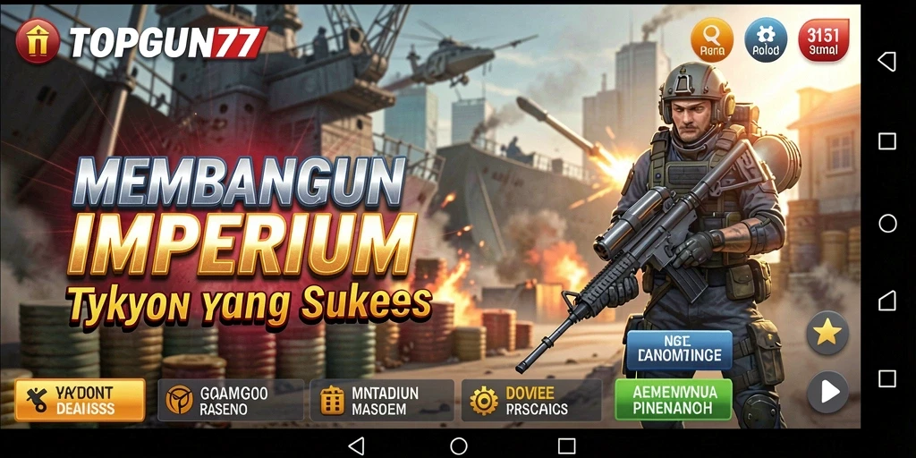 Screenshot utama gameplay TOPGUN77 yang penuh strategi Tycoon.